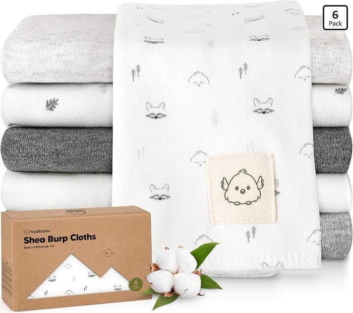 Organic Burp Cloths Baby Boy, Girl - 6-Pack Large 100% Cotton Burping Cloths for Babies, Spit Up ... | Amazon (US)