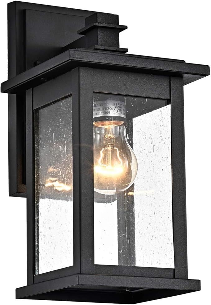 MICSIU Outdoor Wall Mount Light Fixture Exterior Sconces 1 Lighting Lantern Textured Black Finish... | Amazon (US)