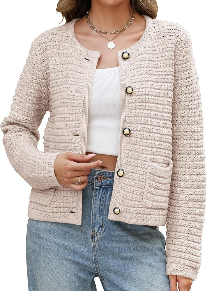 Womens Open Front Cardigan Sweaters Fall 2024 Button Down Long Sleeve Chunky Knit Cardigans | Amazon (US)