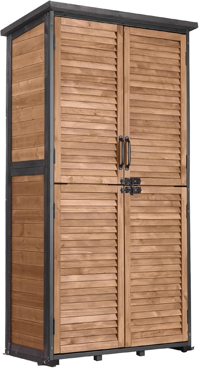 GUTINNEEN Outdoor Storage Cabinet Upgraded with Metal Frame Durable Storage Shed with Floor and A... | Amazon (US)