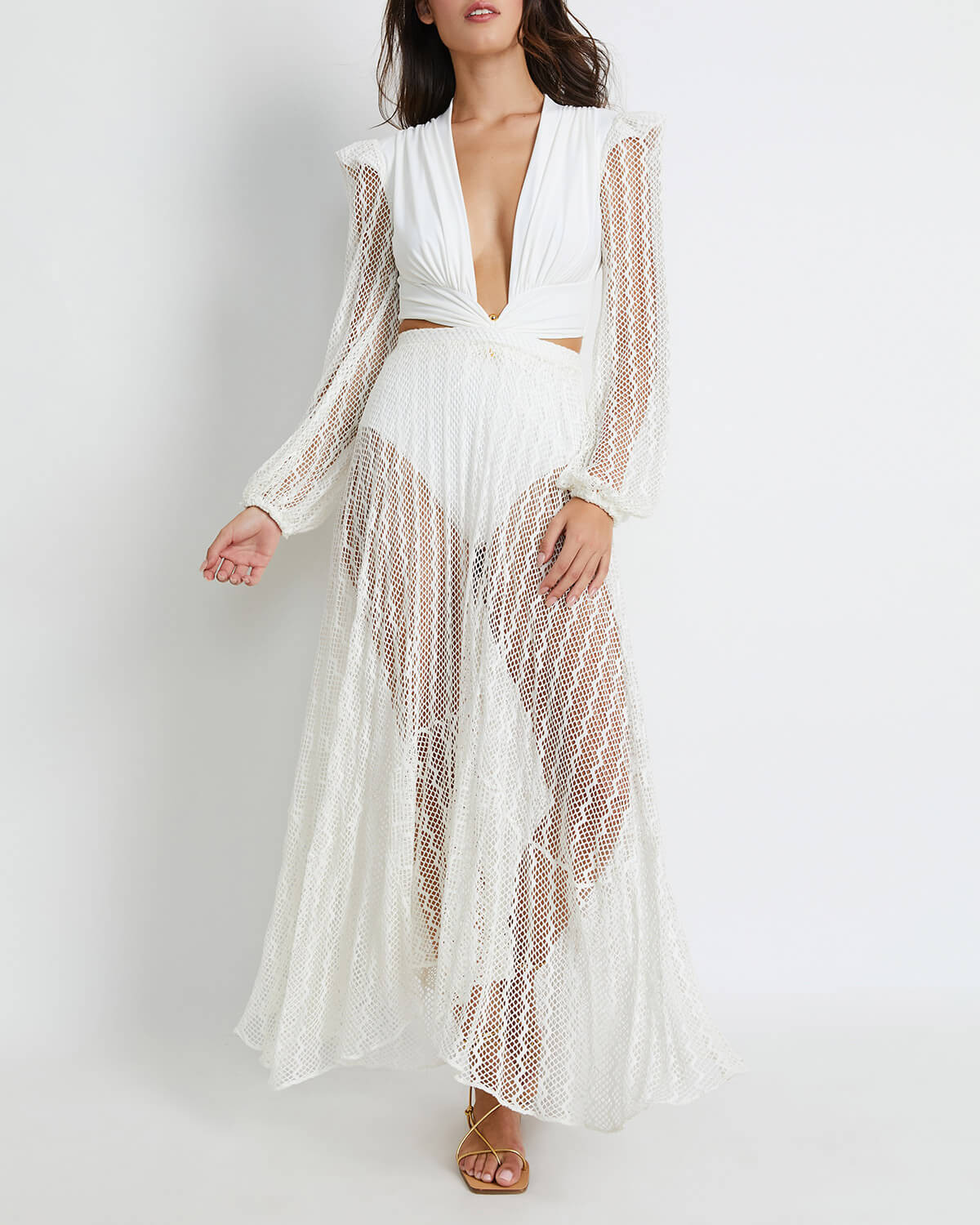 Plunge Netted Beach Dress | PatBO