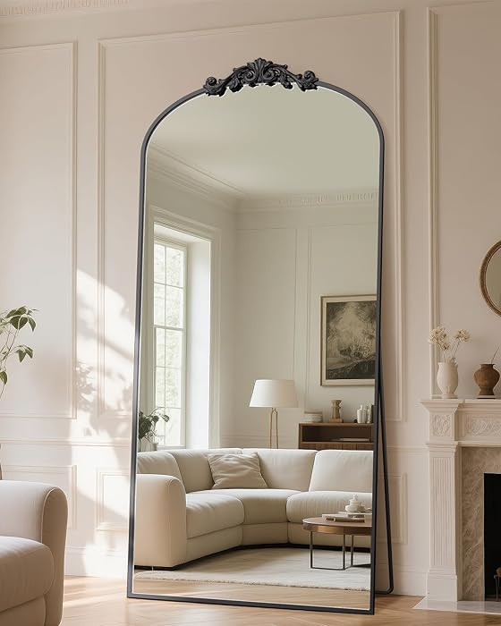 Antok Arched Full Length Mirror, 78"x38" Floor Mirror with Carved, Full Body Mirrors for HomeDeco... | Amazon (US)