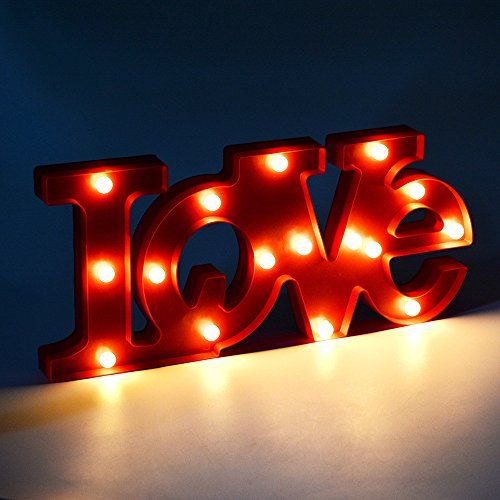 JUHUI Decorative Plastic LED Letters Light Red "LOVE" (20.8" x 9.25" x 1.57") - Marquee LOVE Sign Ba | Amazon (US)