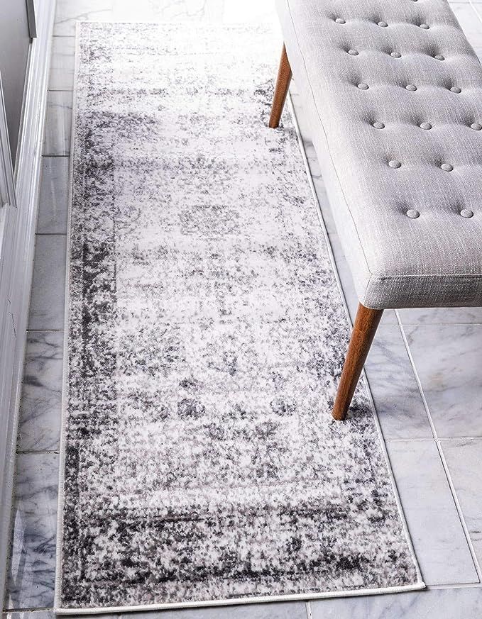 Unique Loom Sofia Collection Traditional Vintage Runner Rug, 3' 3 x 19' 8, Gray/Ivory | Amazon (US)