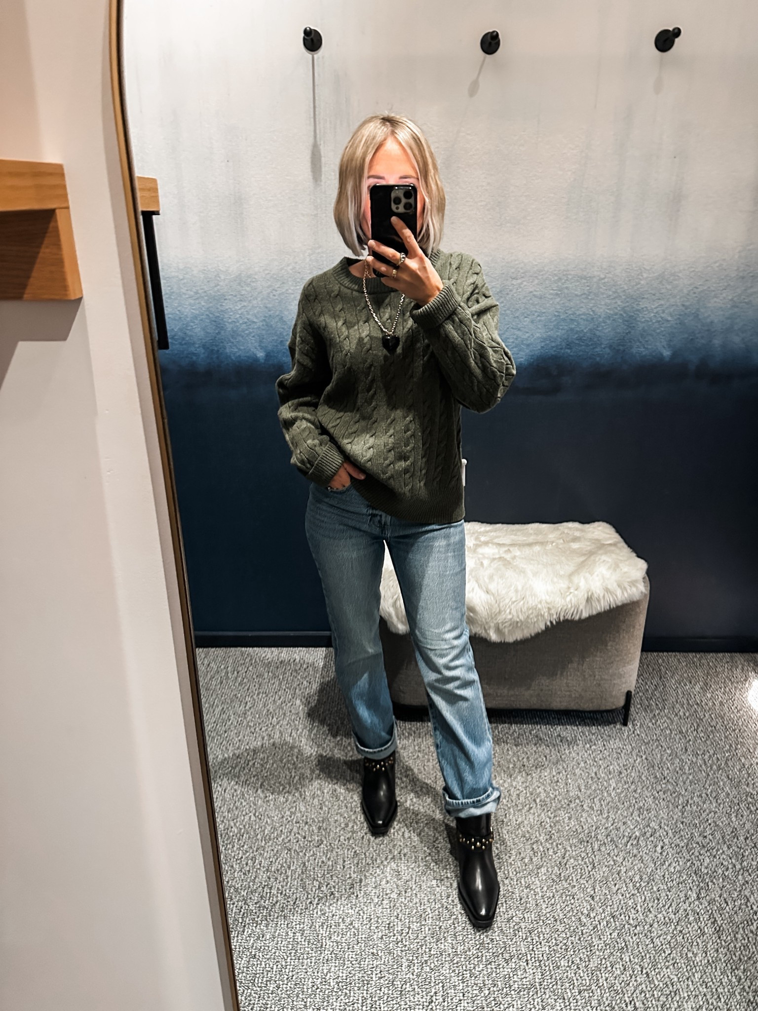 cuff up your jeans and wear these amazing boots

sweater- xs
jeans in my bigger denim size
Evereve

#LTKOver40 #LTKootd