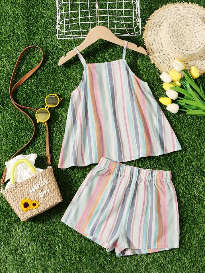 SHEIN WYWH Striped Cami Top & Shorts Set | SHEIN