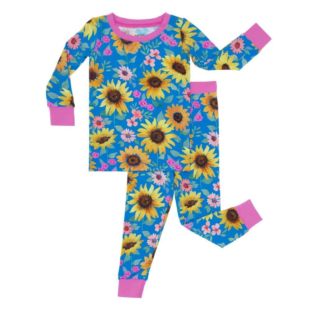 Sunflower Fields Two-Piece Pajama Set | Little Sleepies