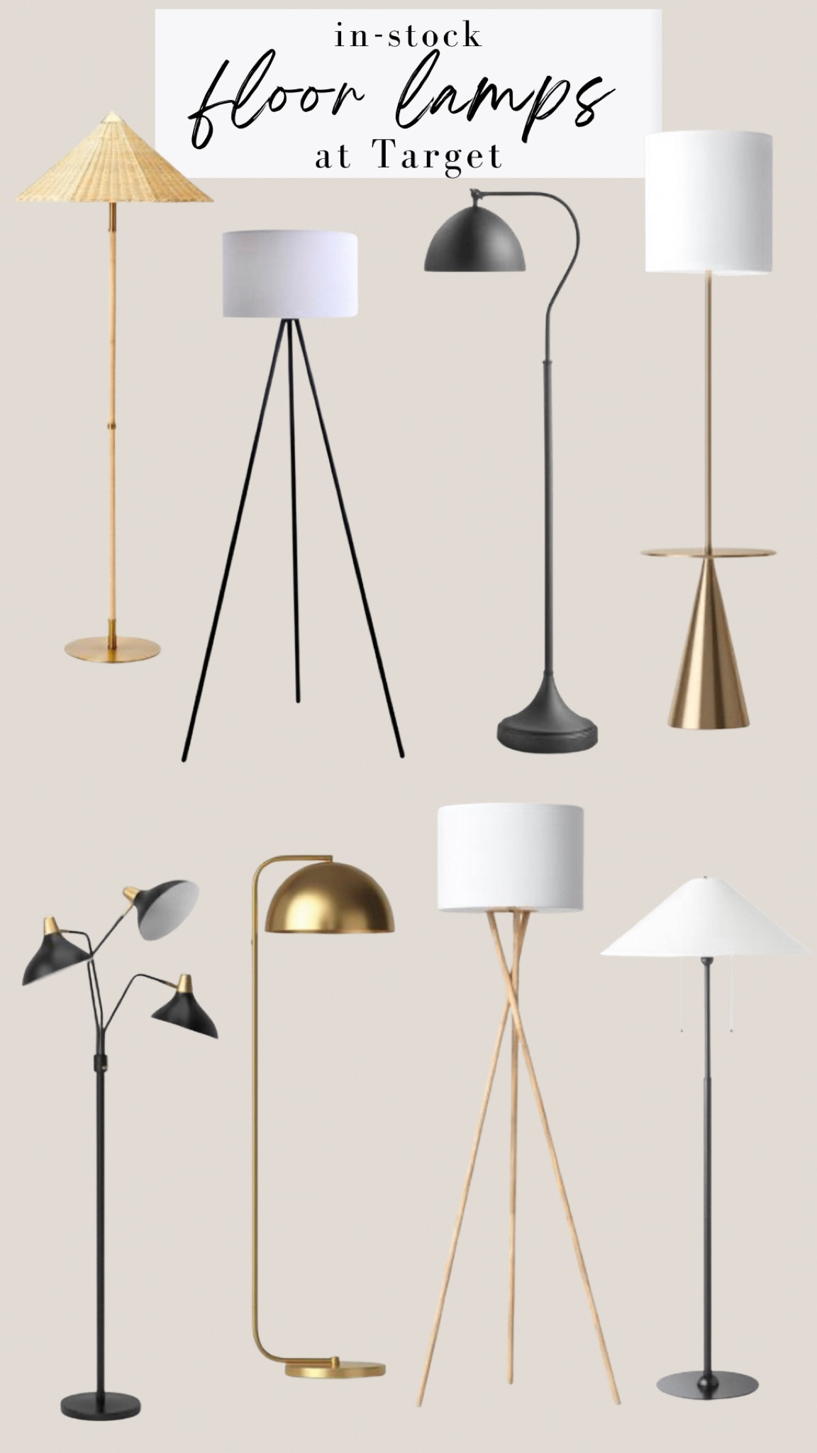 In stock floor lamps at Target! 

#LTKhome #LTKunder100 #LTKstyletip