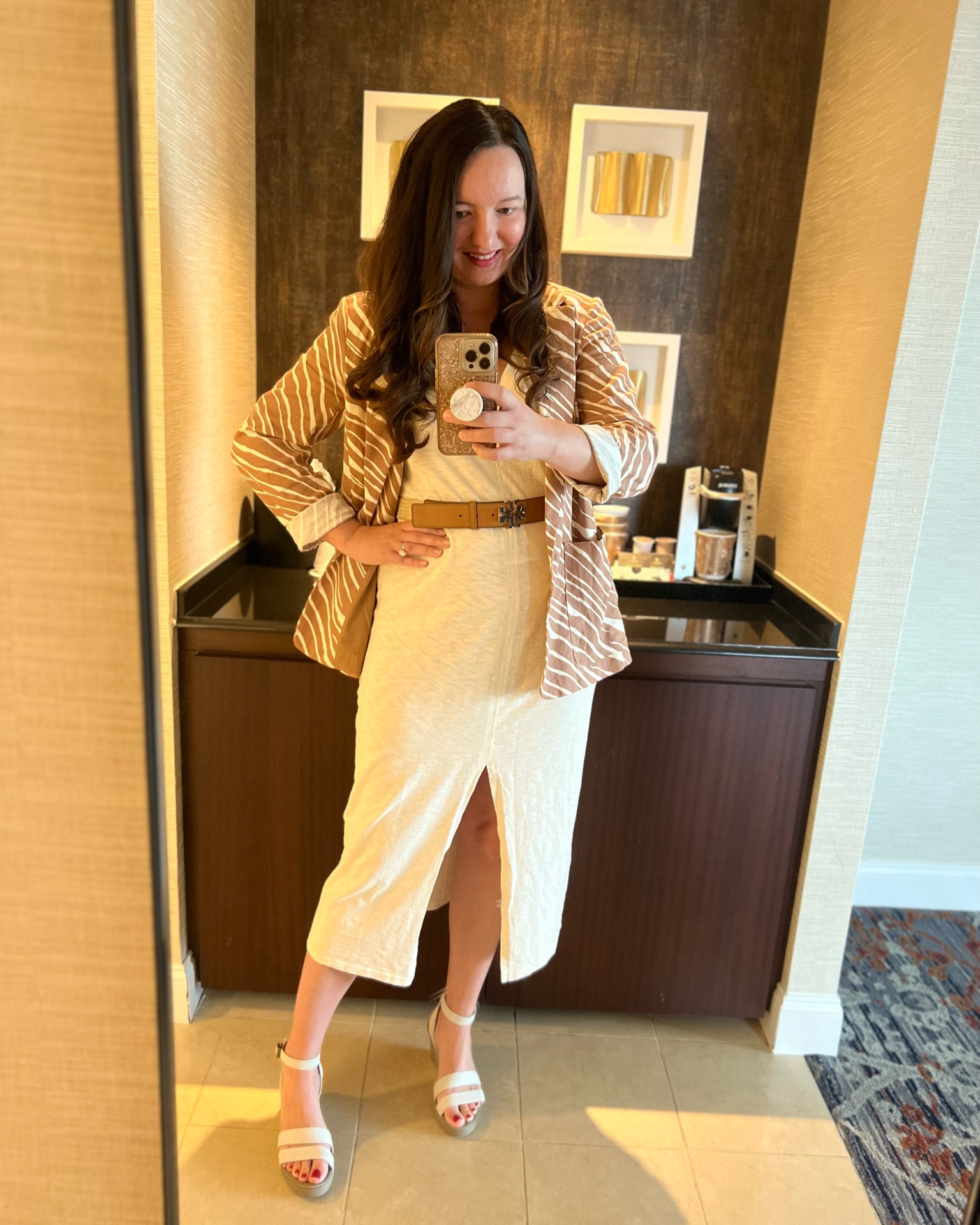 Summer business casual outfit!  Linen jacket, cotton dress, and add a belt and cute sandals!  Summer chic!  

#LTKSeasonal #LTKworkwear #LTKstyletip