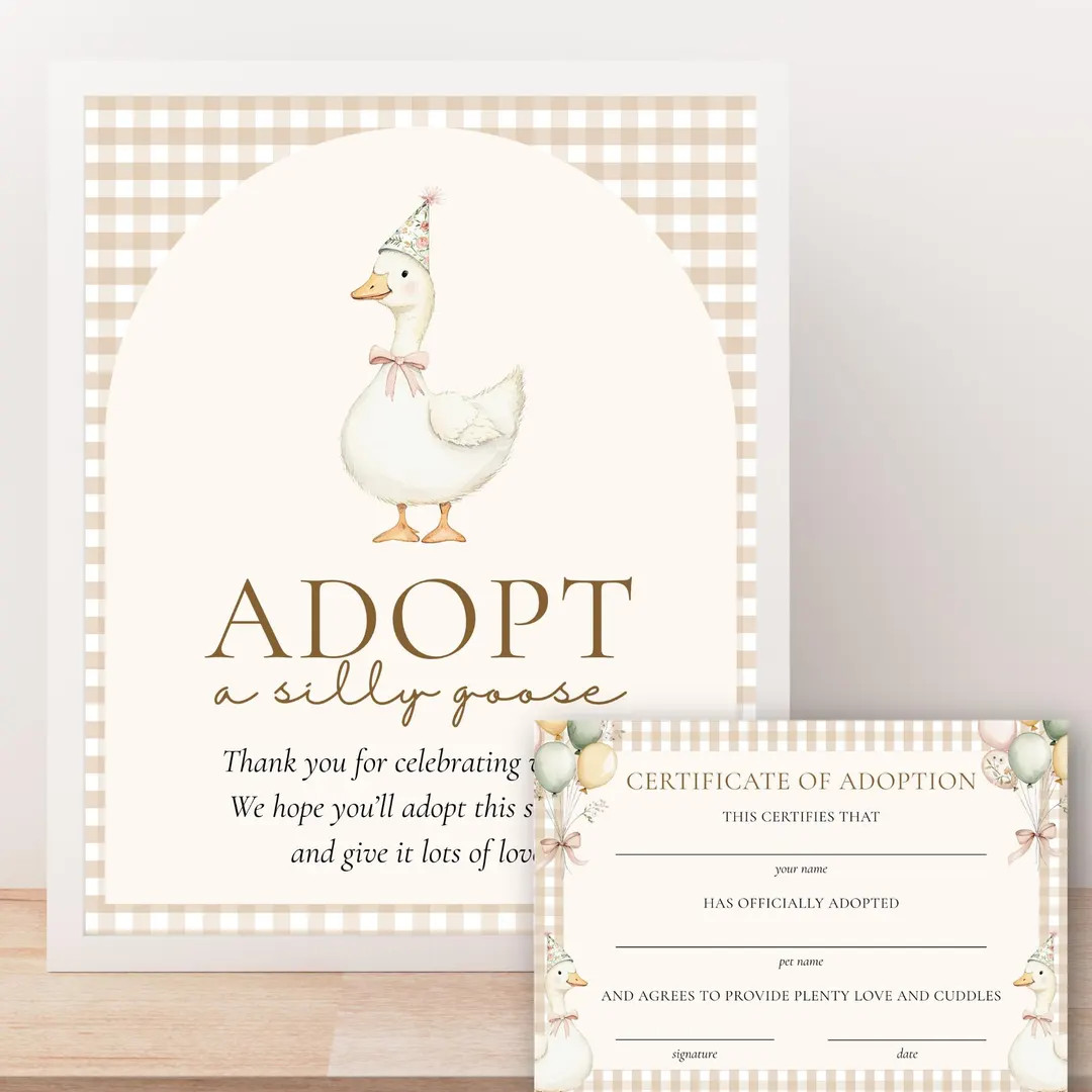 One Silly Goose Sign & Certificate, Adopt a Goose Sign Party Favor, Certificate of Adoption, Ging... | Etsy (US)