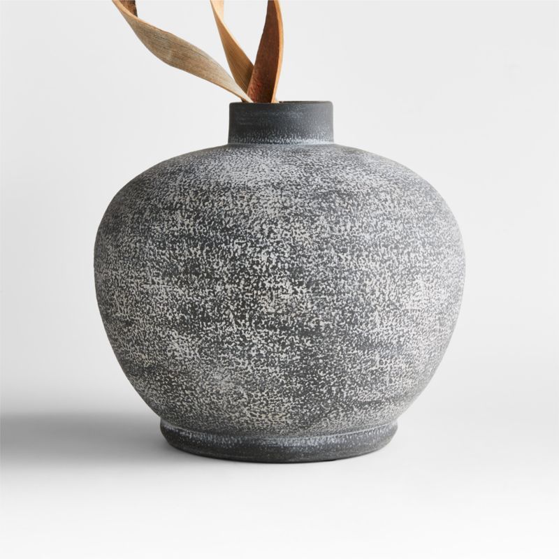 Ophelia Matte Black Round Vase 10" | Crate & Barrel | Crate & Barrel