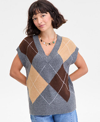 On 34th Women's Argyle Oversized Sweater Vest, Macy's Exclusive - Macy's | Macy's