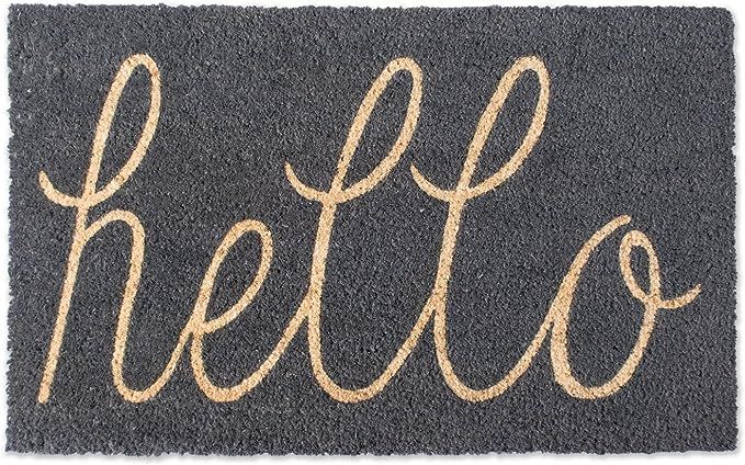 DII Hello Coir Fiber Doormat Non-Slip Durable Outdoor/Indoor, Pet Friendly, 18x30, Gray | Amazon (US)