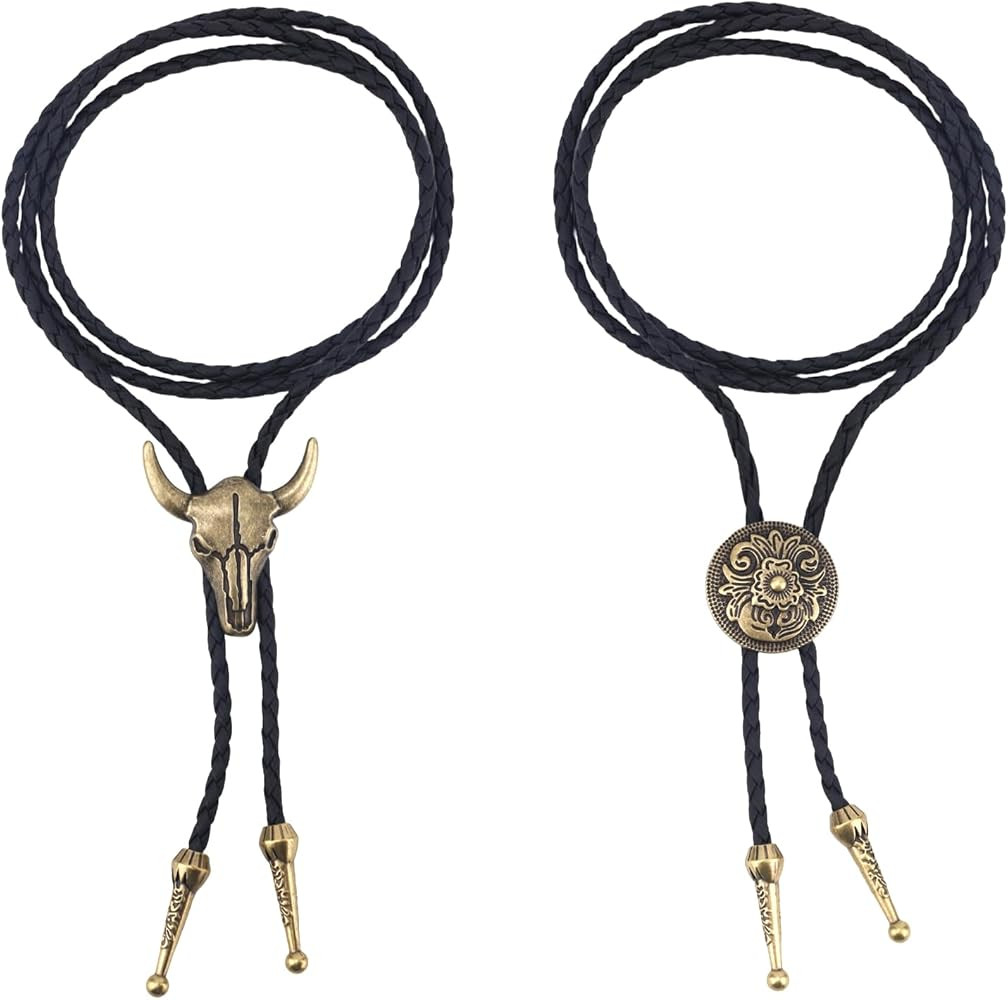 2pcs Western Bolo Tie Necklace, Adjustable Cowboy Cowgirl Necklaces Vintage Western Jewelry for M... | Amazon (CA)