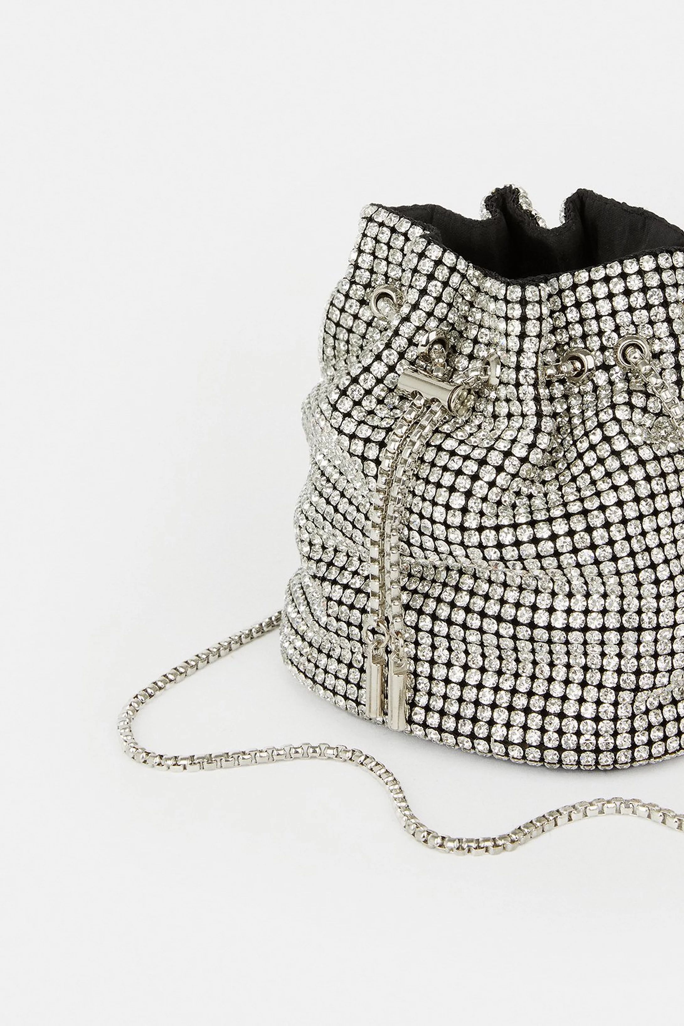 Rhinestone Bucket Hoop Clutch Bag | Karen Millen UK + IE + DE + NL