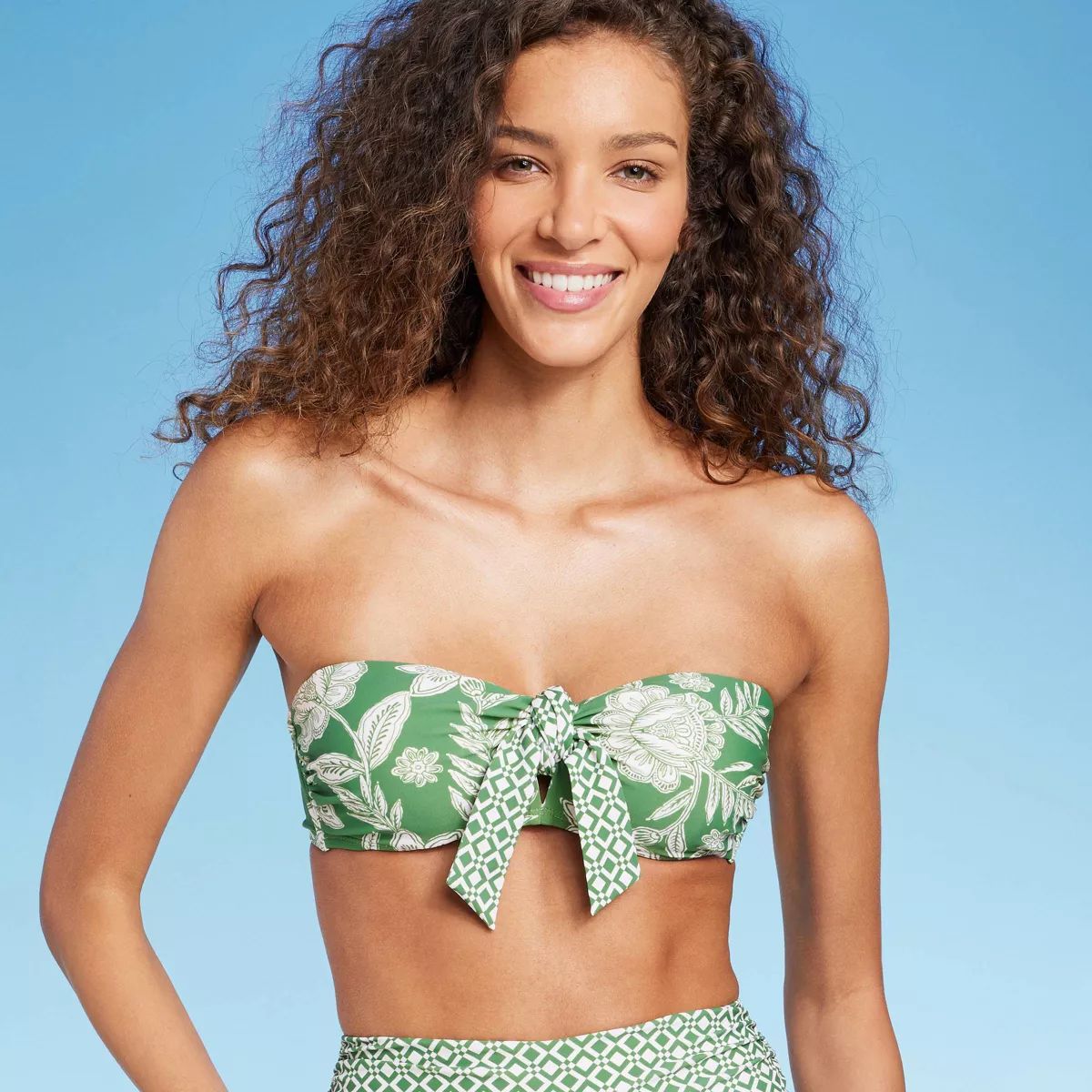 Women's Hidden Bandeau Underwire Bikini Top - Shade & Shore™ Green Floral Print | Target