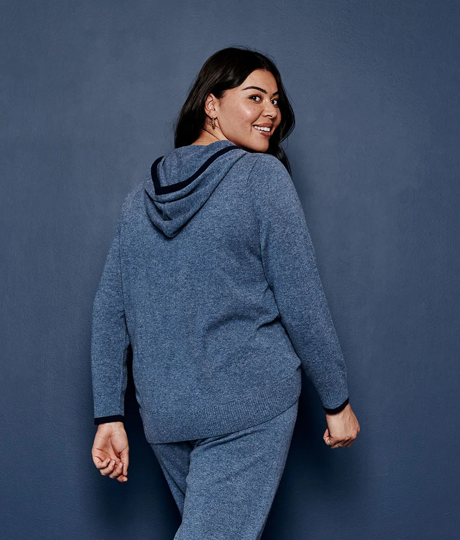 The Coziest Cashmere Blend Hoodie - Wolf & White Sand | SummerSalt