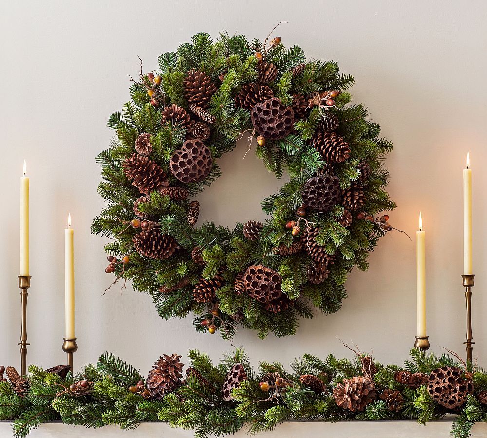 Pine & Lotus Pod Wreath & Garland | Pottery Barn (US)