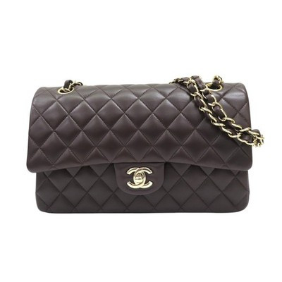 CHANEL Matelasse Coco Mark 25 Shoulder Bag Lambskin Brown A01112 | eBay US