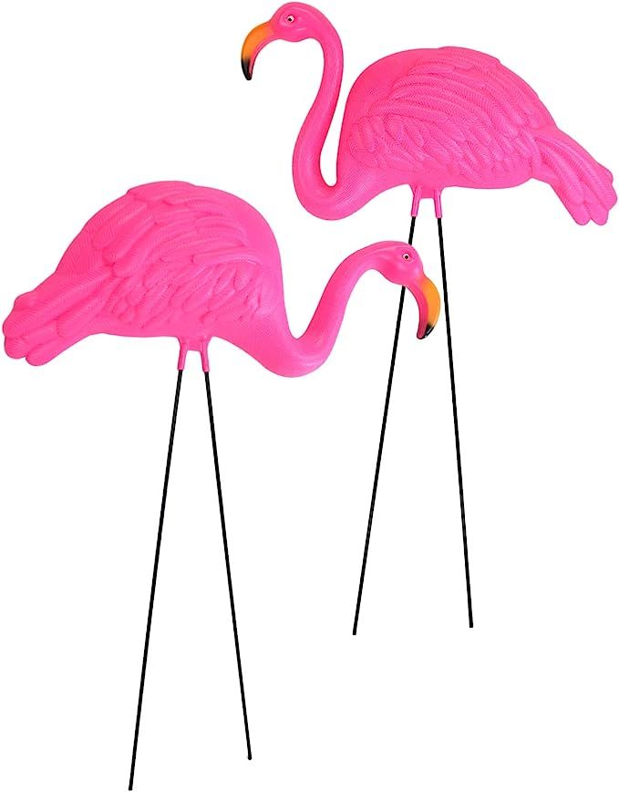 GIFTEXPRESS Pack of 2, 34" Large Bright Pink Flamingo Yard Ornament/ Flamingo Lawn Ornaments/ink ... | Amazon (US)
