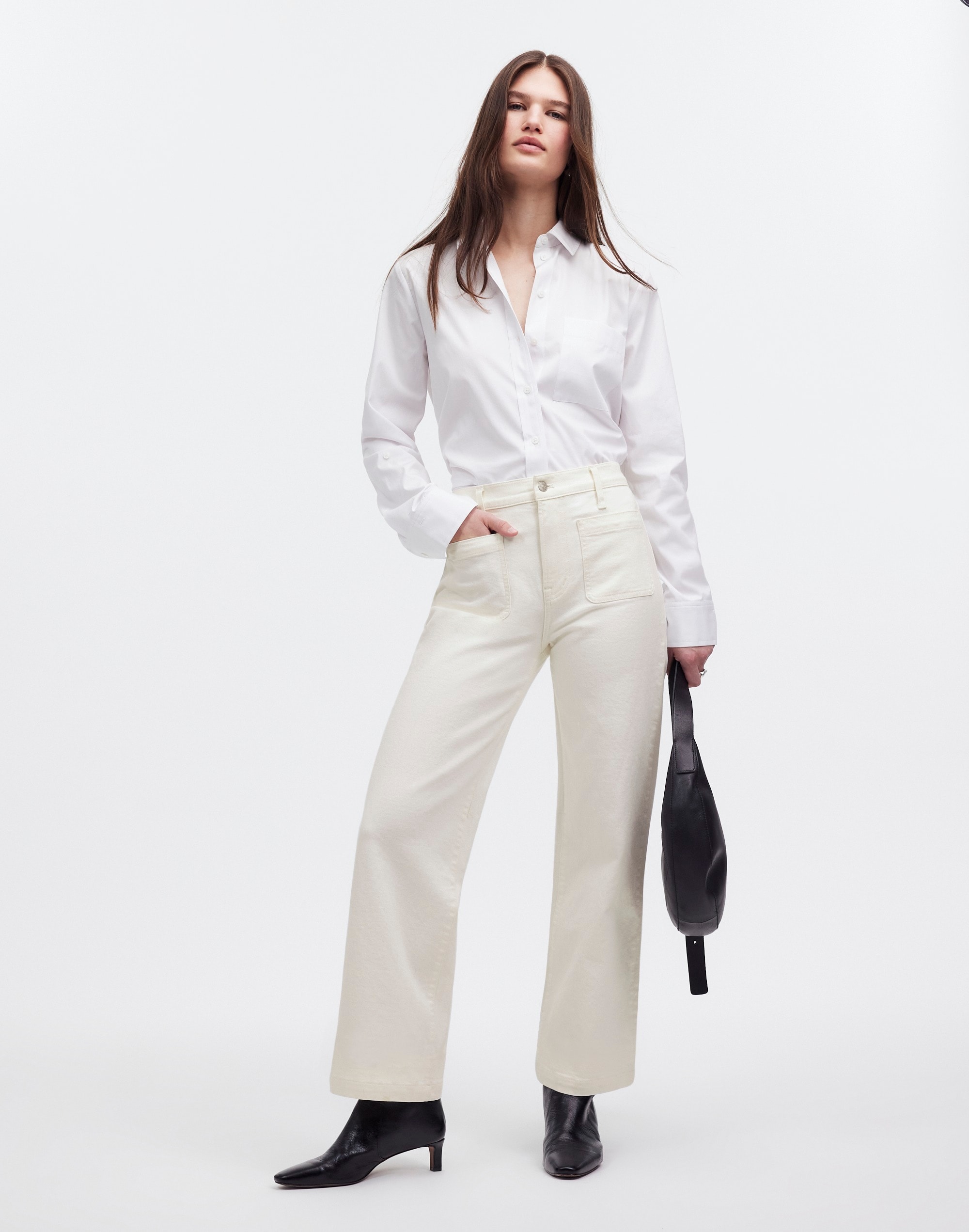 The Petite Perfect Vintage Wide-Leg Jean in Tile White: Patch Pocket Edition | Madewell