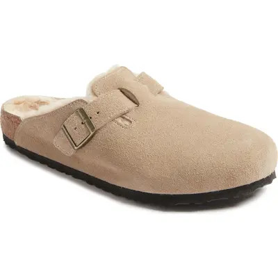 Birkenstock Boston Genuine Shearling Lined Clog in Stone Coin at Nordstrom, Size 13-13.5Us | Nordstrom
