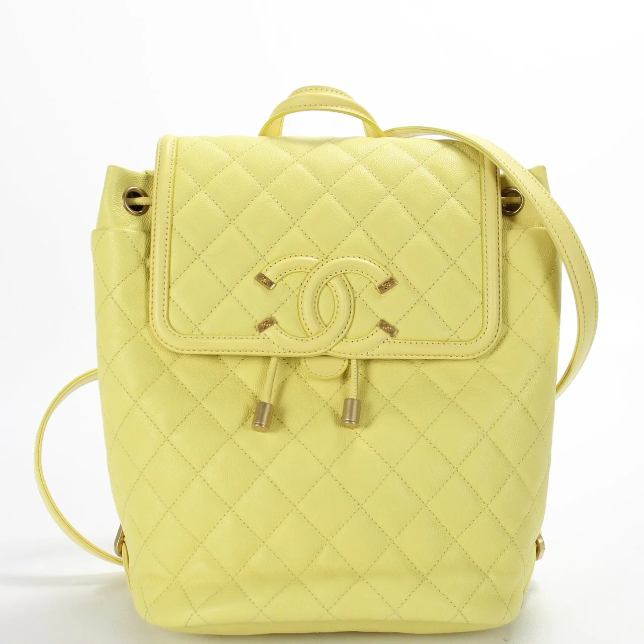 CC Filigree Caviar Backpack Yellow | Keeks Designer Handbags