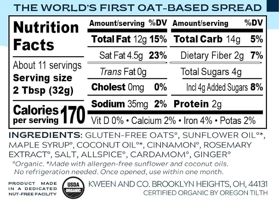 Oat Haus Organic Original Granola Butter | Peanut-free, Almond (Tree-Nut) Free, & School-Safe (To... | Amazon (US)
