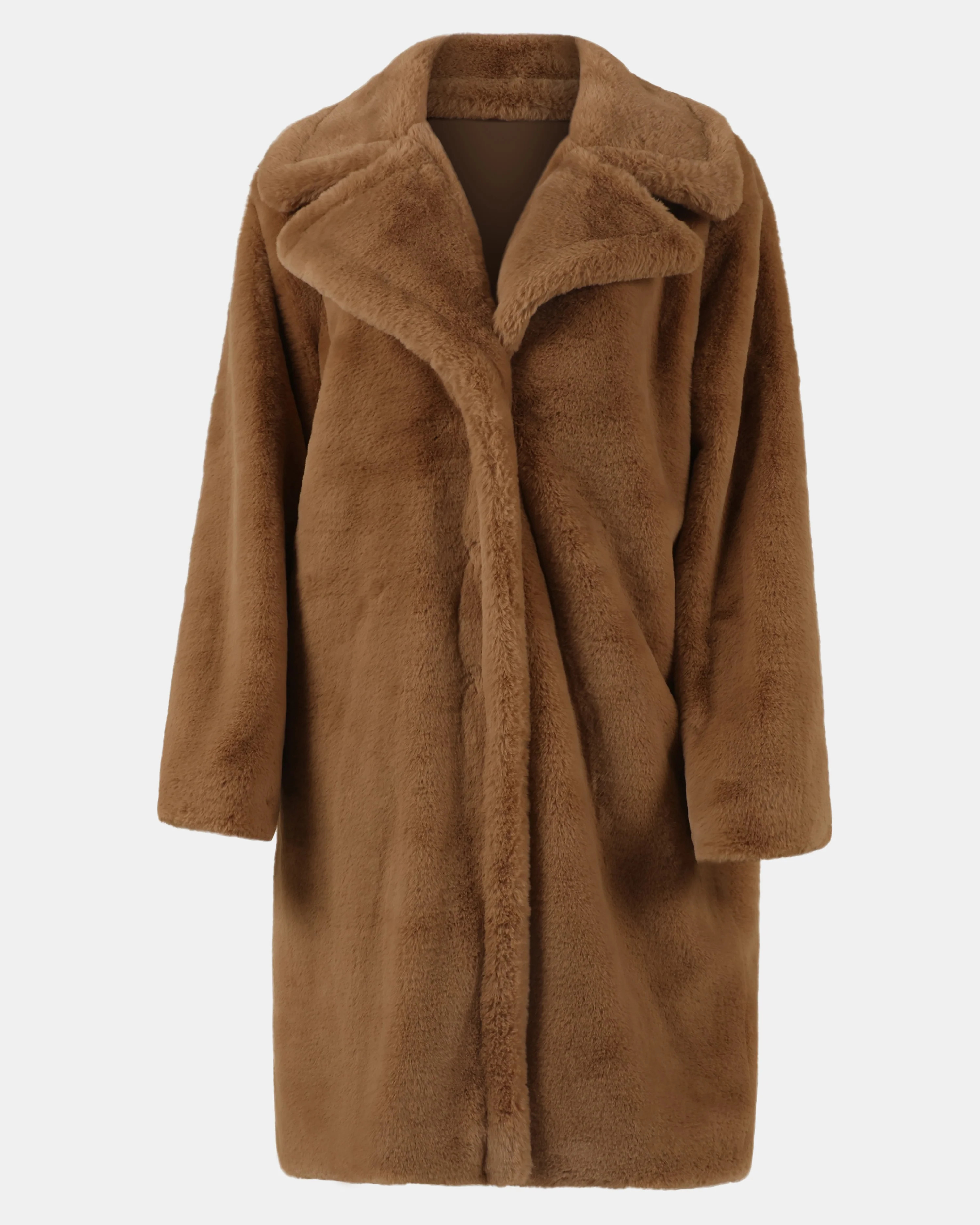 RICHY Faux-Fur Collared Button-Up Camel Coat | Women's Designer Clothing | Steve Madden (Canada)