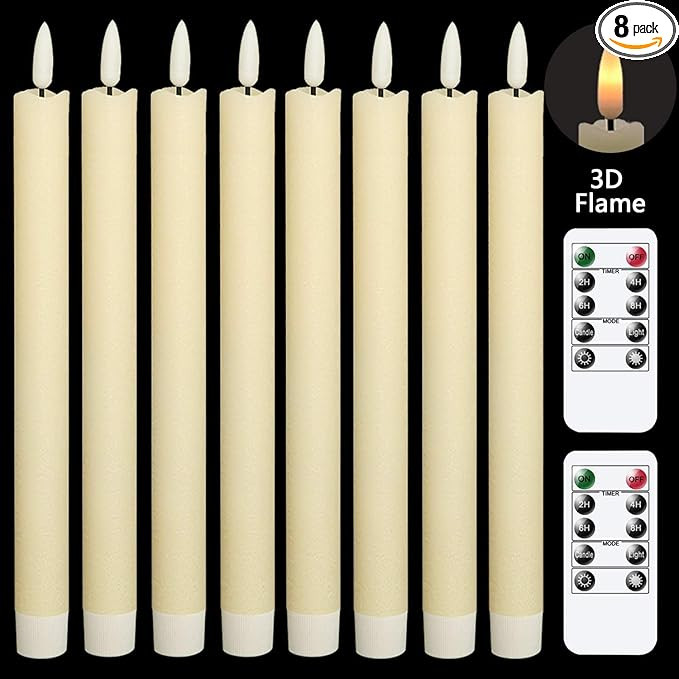 GenSwin Taper Flameless Candles Flickering with 2 Remote Controls and Timer, Battery Operated Led... | Amazon (US)