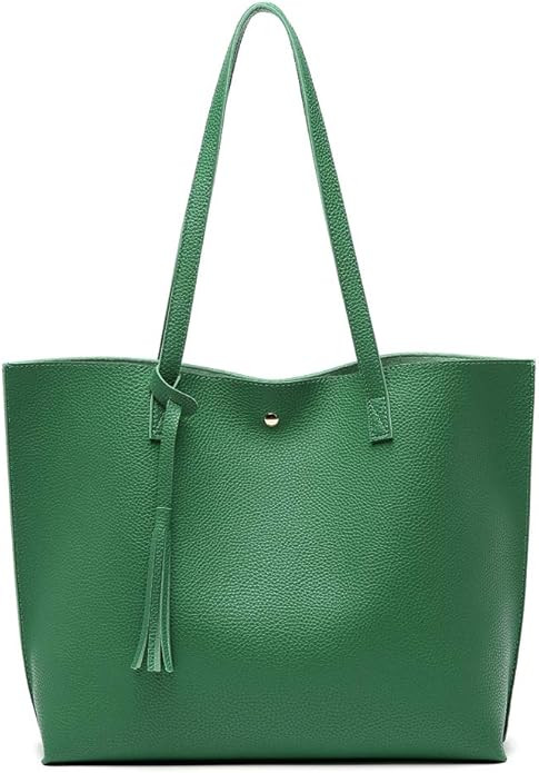 Dreubea Women's Soft Faux Leather Tote Shoulder Bag from, Big Capacity Tassel Handbag | Amazon (US)