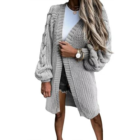 Asvivid Women s Knitted Open Front Cardigan Casual Chunky Knit Long Cardigans Sweaters Coats Loose S | Walmart (US)