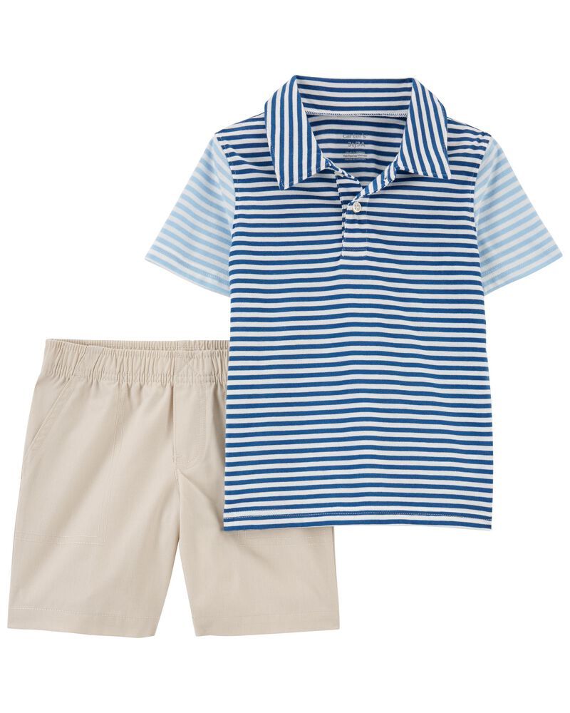 Toddler 2-Piece Striped Jersey Polo & Canvas Short Set | Carter's