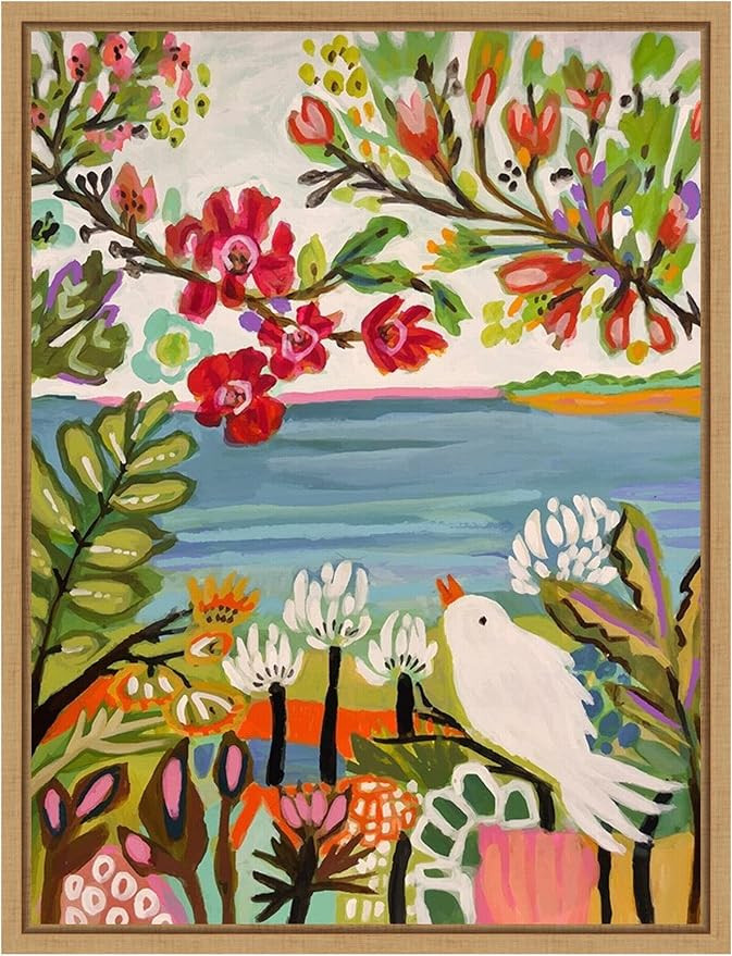 Amanti Art Framed Canvas Wall Art 24x18 Birds in the Garden II by Karen Fields, Framed Wall Art C... | Amazon (US)