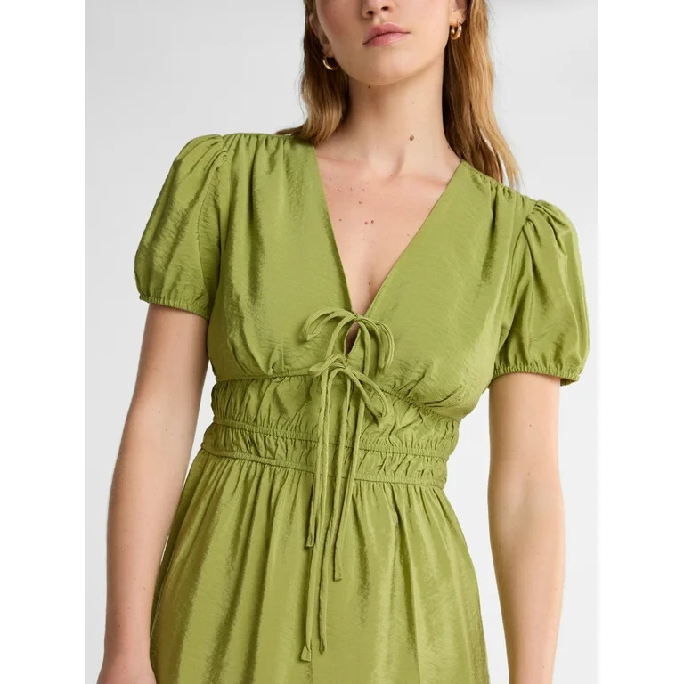 Scoop Women’s Mini Tie Dress with Puff Sleeves, Sizes XS-XXL | Walmart (US)