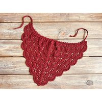 Crochet Lace Bandana Burgundy Cotton Head Scarf | Etsy (US)