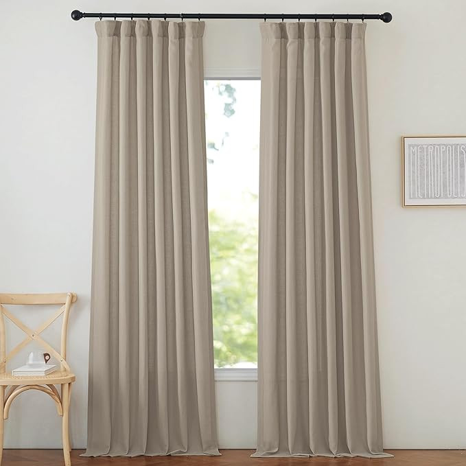 NICETOWN Thick Linen Taupe Curtains for Bedroom 84 inches Long, Rod Pocket/Back Tab/Hook Belt Pri... | Amazon (US)