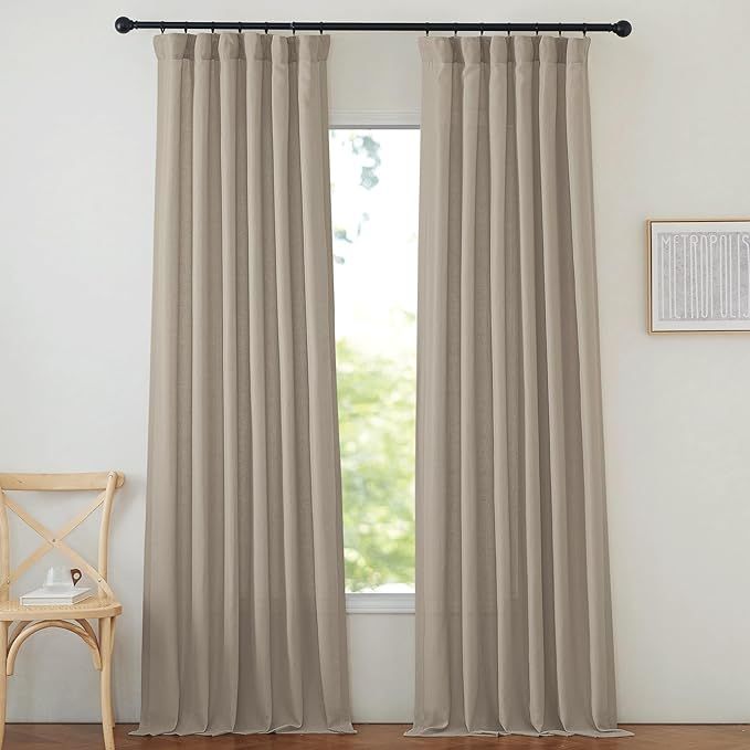 NICETOWN Thick Linen Taupe Curtains for Bedroom 84 inches Long, Rod Pocket/Back Tab/Hook Belt Pri... | Amazon (US)