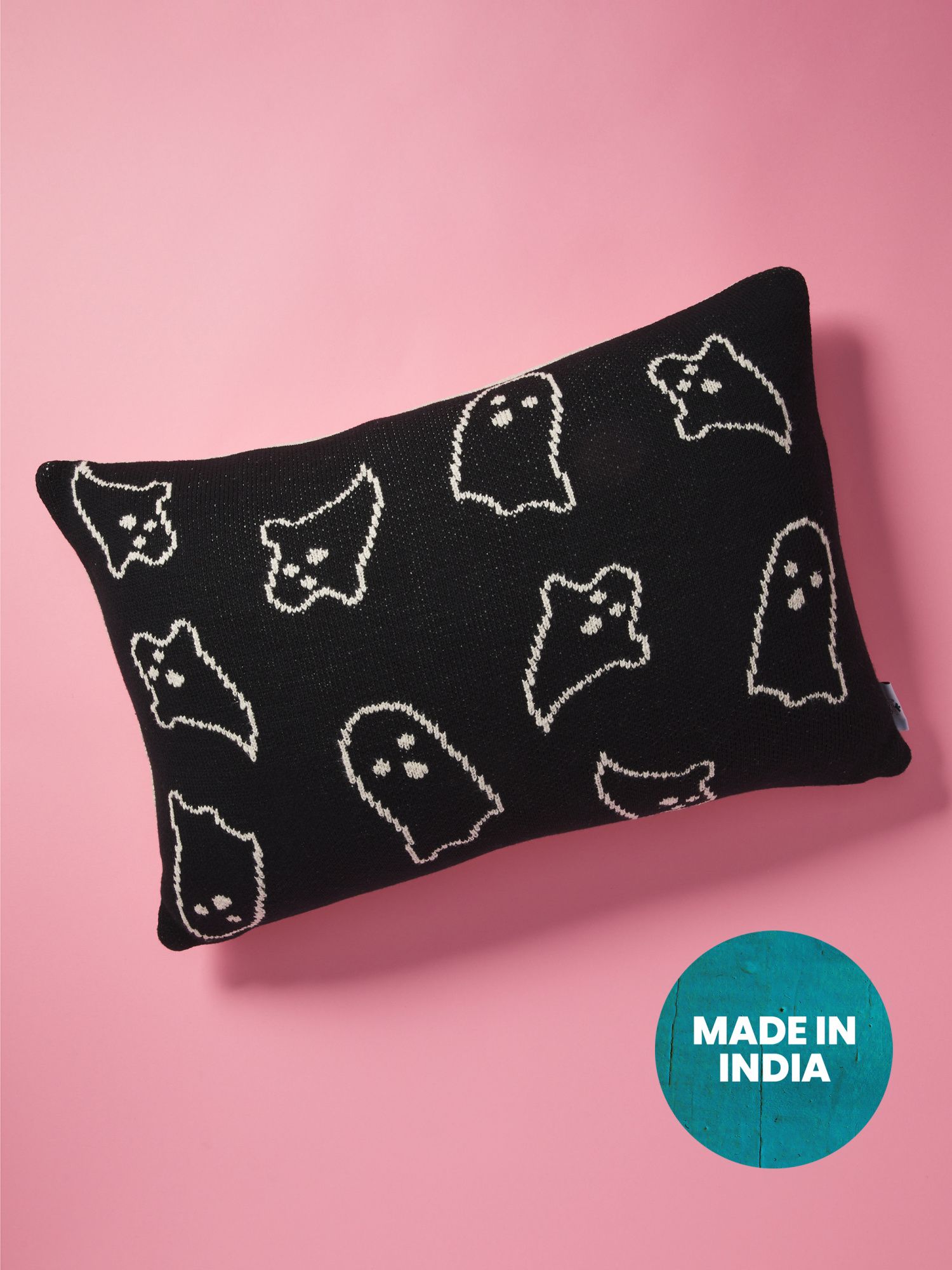 Made In India 16x24 Knit Ghost Pillow | Halloween | HomeGoods | HomeGoods
