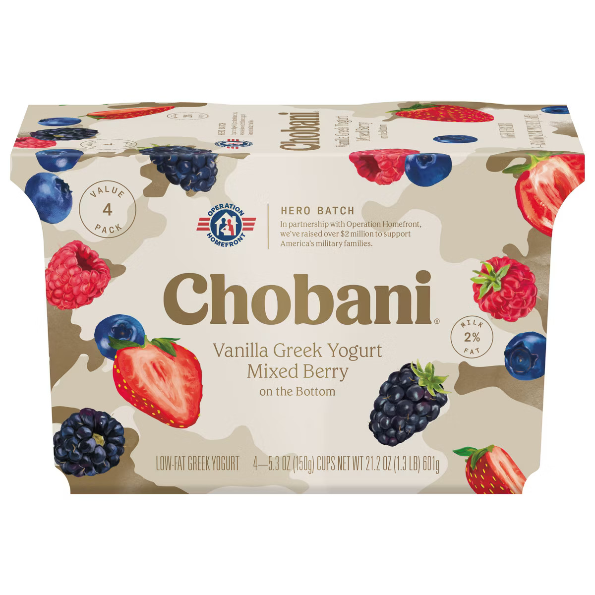 Chobani Mixed Berry on the Bottom Low-Fat Vanilla Greek Yogurt - 4ct/5.3oz Cups | Target