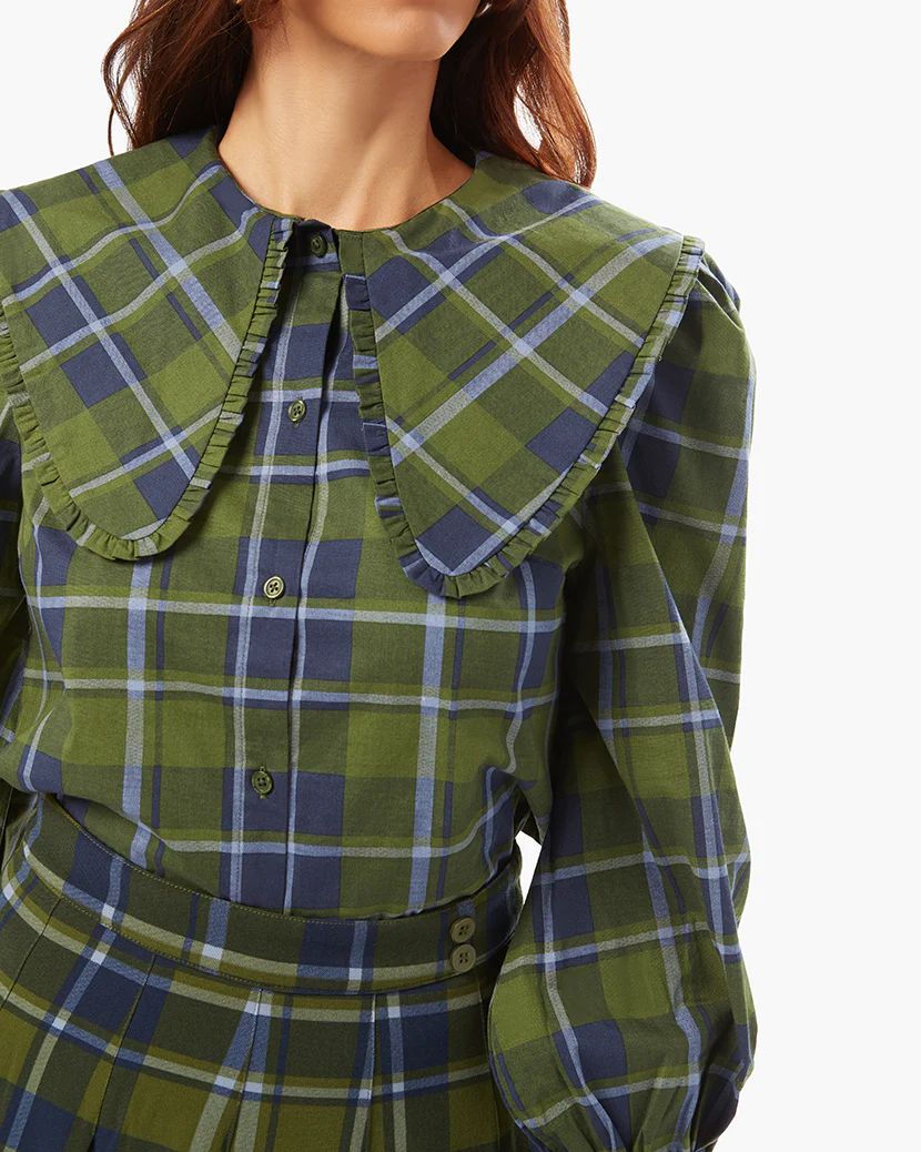 Collar Puff Sleeve Classic Plaid Top | We Wore What