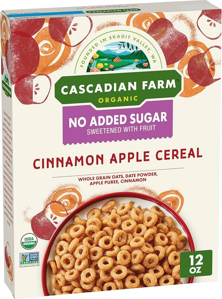 Cascadian Farm Organic Cinnamon Apple Cereal, No Added Sugar, Made with Whole Grain, Non-GMO, 12 ... | Amazon (US)