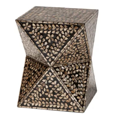Baxton Studio Feronia Modern Bohemian Floral Bronze and Black Mother of Pearl End Table | Belk