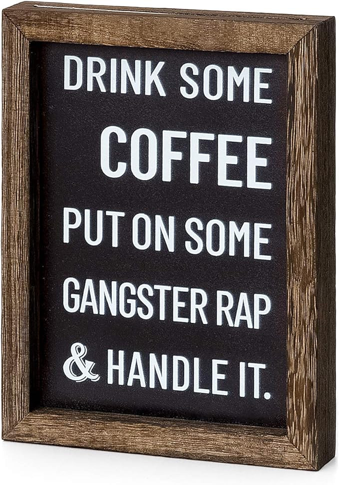 Mkono 1 Pcs Coffee Signs Decor Farmhouse Coffee Table Decor 2 Sides with Different Sayings Rustic... | Amazon (US)