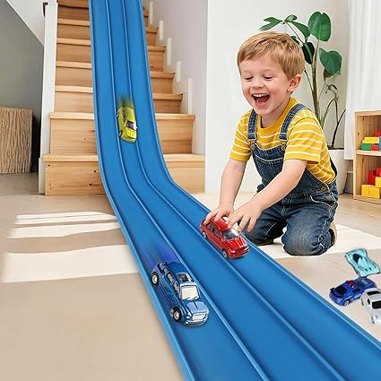 3-Lane Flexible Race Track for Kids 15ft Race Car Track Compatible with Diecast 1/64 Scale Cars, ... | Amazon (US)