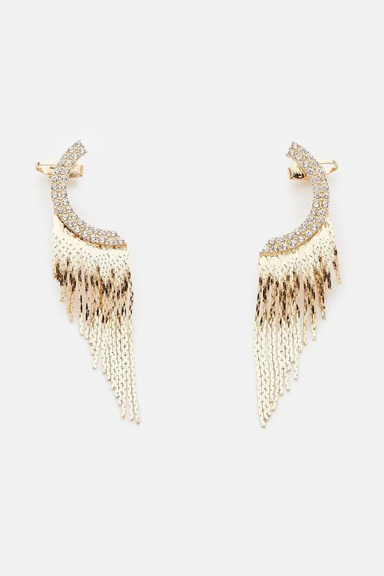 Gold Drop Ear Cuff Earrings | Karen Millen UK + IE + DE + NL