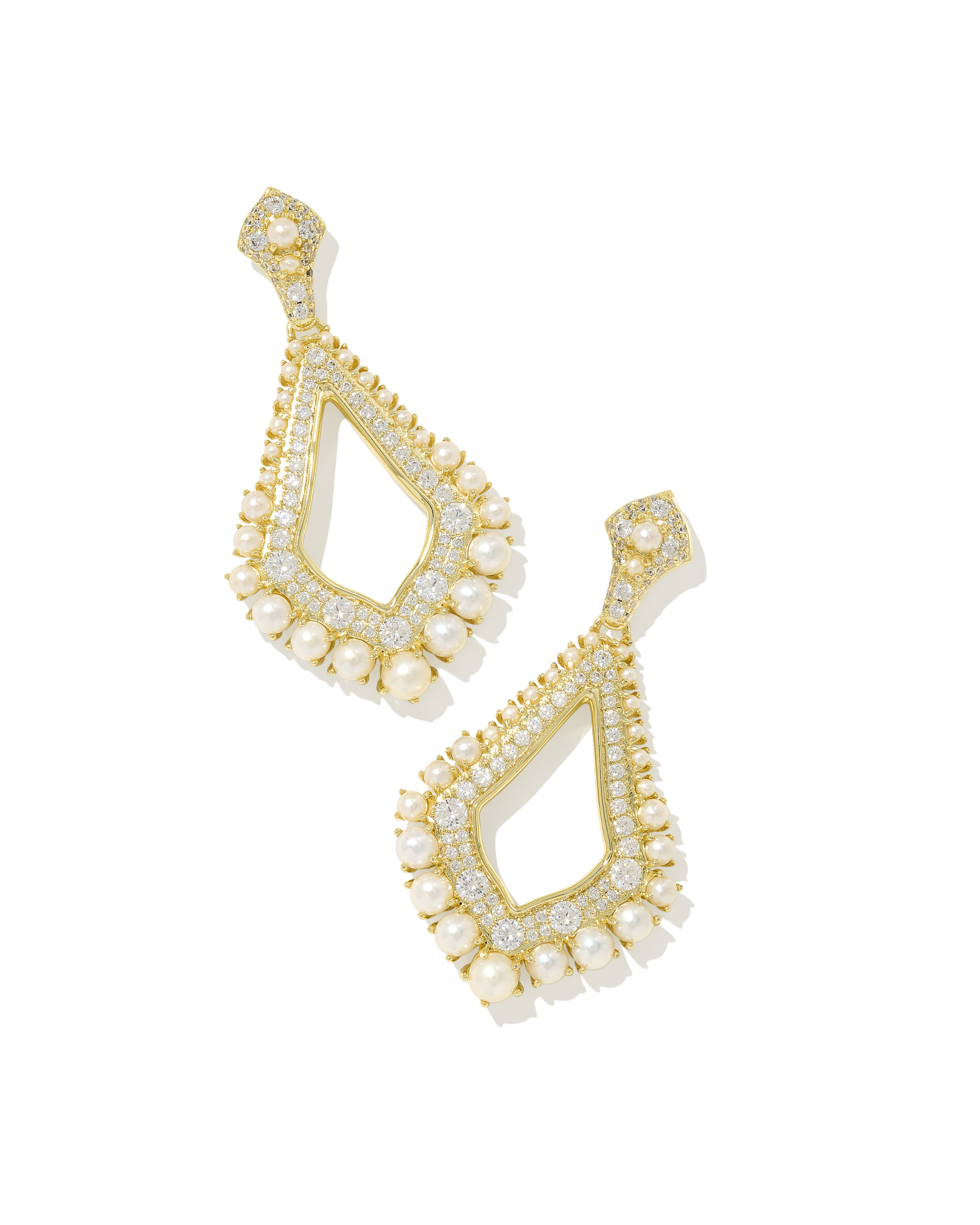 Krista Gold Statement Earrings in White Mix | Kendra Scott