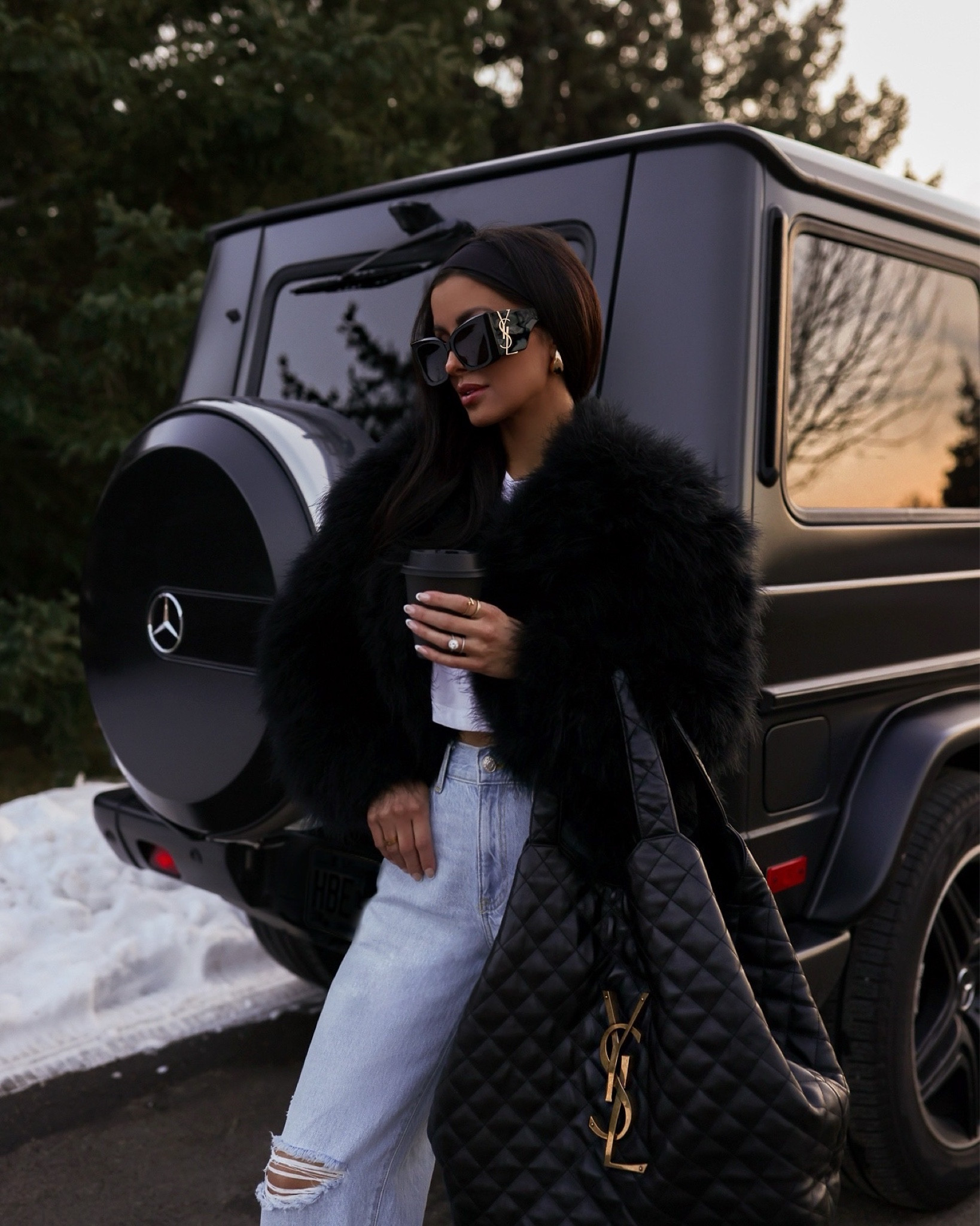 Winter chic outfit ideas 
Revolve feather / faux fur black jacket wearing a small
Mango baggy ripped jeans wearing a size 2
Stuart Weitzman booties on sale now! Run TTS
Amazon black headband



#LTKsalealert #LTKfindsunder100 #LTKSeasonal