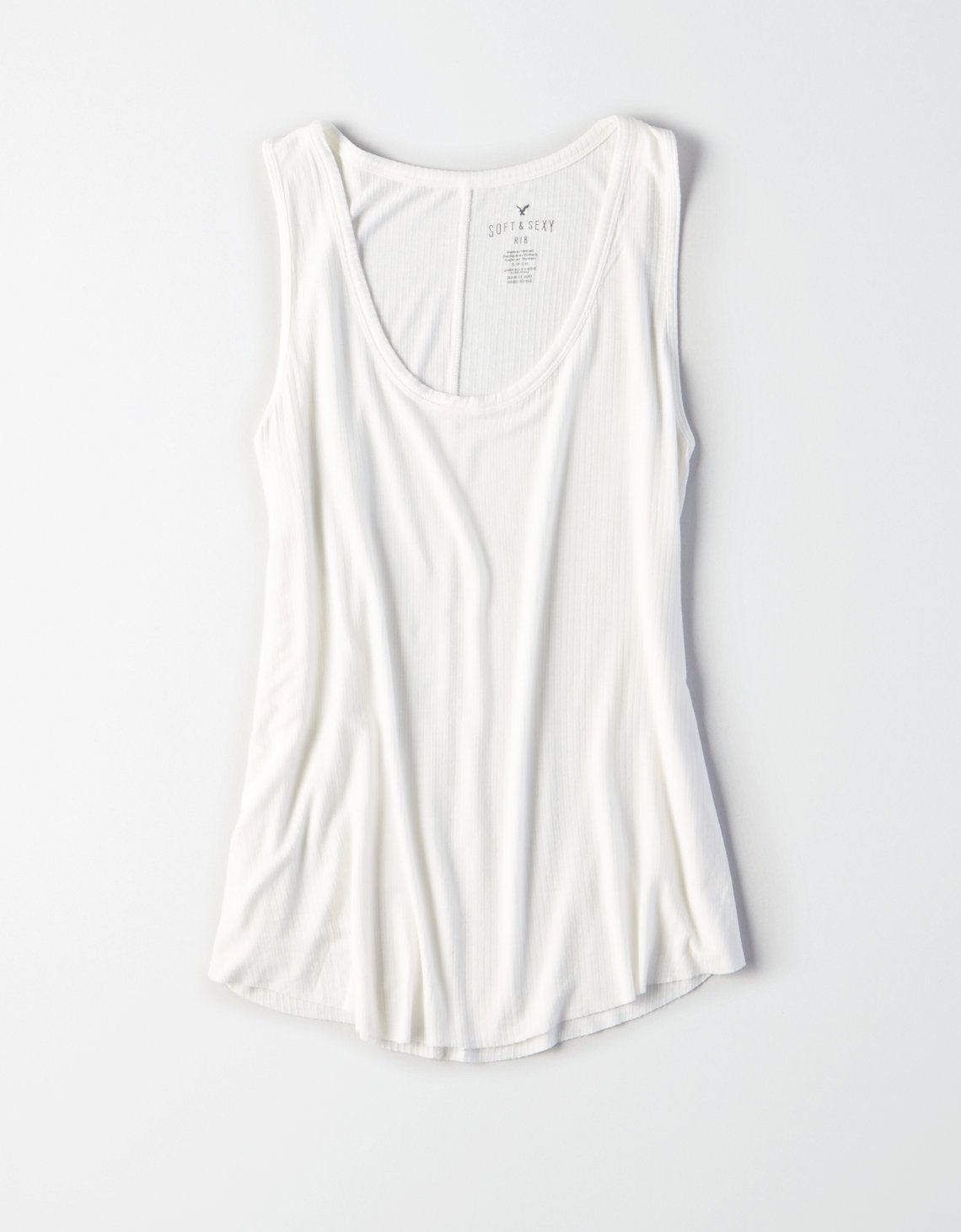 AE Soft & Sexy Ribbed Tank Top, White | American Eagle Outfitters (US & CA)