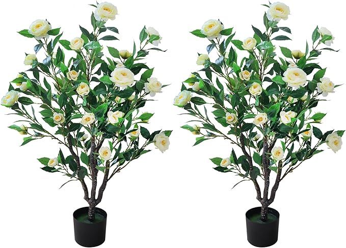 Artificial Camellia Flower Tree Plant for Home Decoration (White) | Amazon (US)